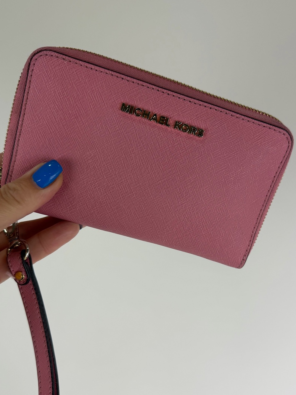 Michael Kors Jet Set Travel Large Zip Wristlet Wallet Pink Saffiano Leather - Picture 5 of 9